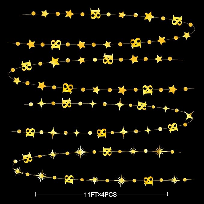 Gold 18th Birthday Decorations Number 18 Circle Dot Twinkle Star Garland Metallic Streamer Banner Backdrop for Girls Boys Happy 18th Birthday Time to Adult Cheers to 18 Years Old Anniversary Party