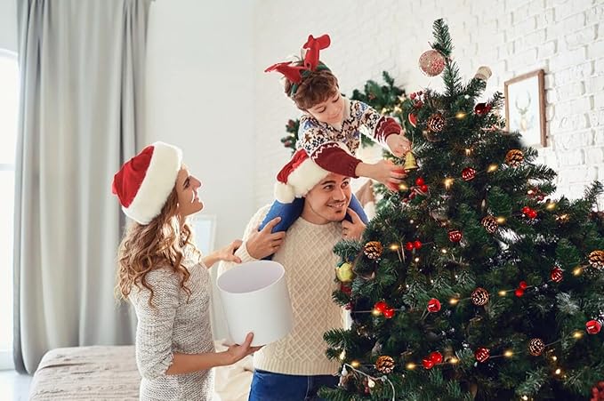 RECUTMS Christmas Garland with Pine Cones, Red Berry, 6.5FT, 20 LED Fairy Pinecone Lights for Fireplace Mantle, Winter Xmas Tree Party Indoor Outdoor Decorations (2 Pcs)