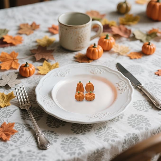 100Pcs Mini Pumpkins for Crafts, Resin Small Pumpkin Decor, Decorative Miniature Pumpkin, Fake Tiny Orange Pumpkins for Decorating in Bulk for Vase Filler, Fall, Thanksgiving, Halloween