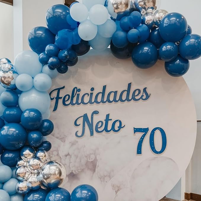 Blue Balloons, 50pcs Blue and Silver Balloon, Navy Pearl Dark Blue Metallic Balloons, Blue Confetti Balloon For Boy Man Birthday Party Baby Shower Gender Reveal Graduation Wedding Decor