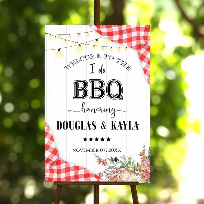 Personalized I Do BBQ Welcome Sign, I Do BBQ Sign, Welcome Sign For BBQ Rehearsal Dinner, BBQ Engagement Party Sign, Couples Shower BBQ Sign, BBQ Yard Sign, I Do BBQ Decorations