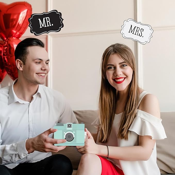 Wedding Photo Booth Props,31Pcs Set of Wedding Selfie Party Supplies&Decorations Supplies with Real Glitter Cute Wedding Backdrop and Selfie Station