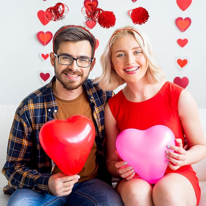 Censen 24 Pcs Pom Pom Headband Tinsel Wrapped Ponytails Head Bopper Costume Headwear Halloween Party Hair Accessories