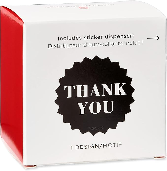 American Greetings Thank You Stickers or Seals, Black & White Design (500-Count)