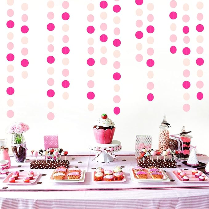 Hot-Pink Party-Decorations Paper-Garland Streamers Banner - 52Ft Girl Birthday Flamingo Baby Shower Engagement Wedding Bachelorette Hanging Decor Ouruola