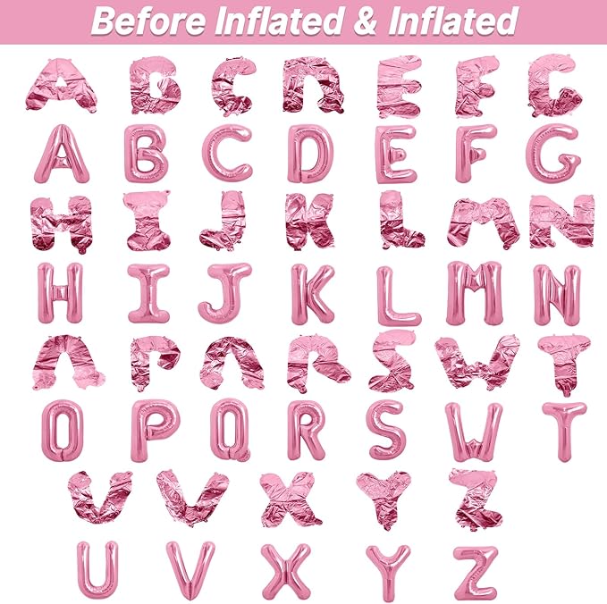 LIOZEOKUN Letter Balloons 16 Inch Alphabet A-Z Mylar Foil Balloons 2 Set for Wedding Birthday Party Decoration Banner Custom Phrase 52 Pcs