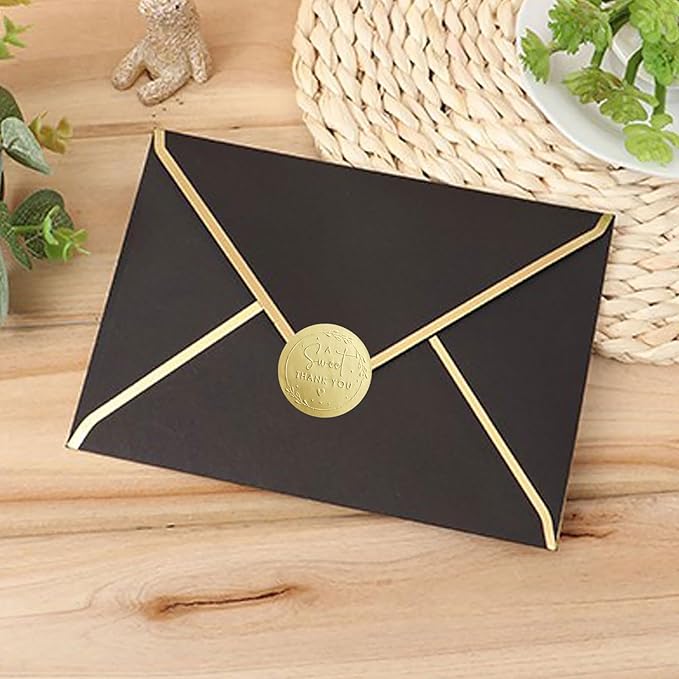 100 x A Sweet Thank You Stickers – Embossed Gold Matte Labels – Round Wedding Favor Stickers for Dessert, Candy & Snack Bags – Elegant Party Favor Seals, 1.6 Inch