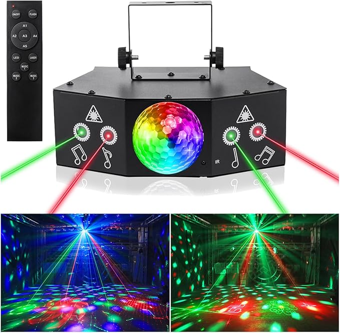 DJ Disco Ball Party Lights with DMX512 and Sound Activated, LED Stage Lighting Show Strobe Light for Parties Indoor Dance Wedding Karaoke Bar KTV Club Christmas Halloween Music Rave Lamp