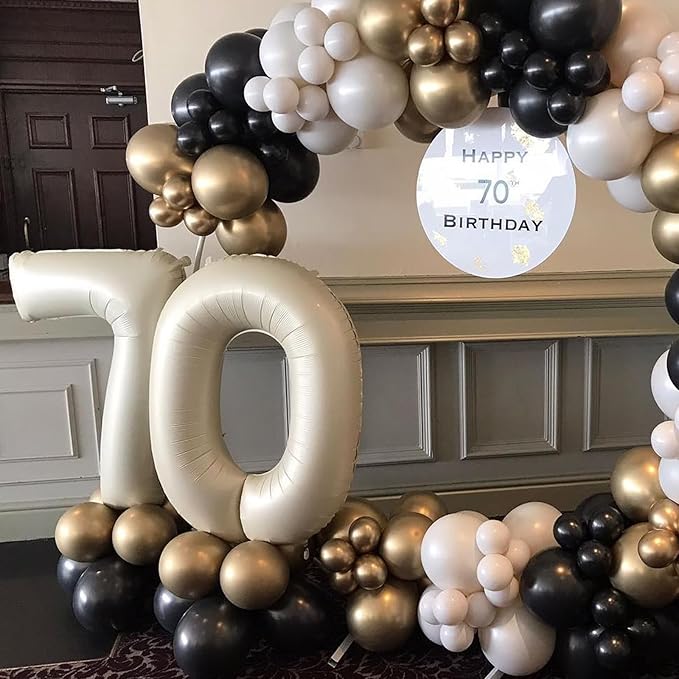 Biapian 40 Inch Cream Number 40 Balloon, 40th Birthday Balloons, Big Digital 40 Beige White Giant 40 Foil Balloon Helium for Men Women 40th Birthday Decorations Anniversary Baby Shower Party Supplies