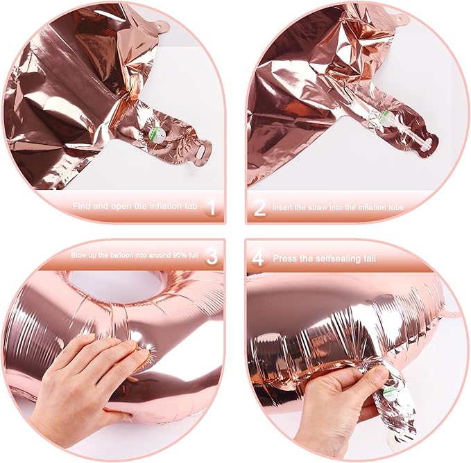 Large Rose Gold 40 Inch Birthday Number 5 Balloon, Rose Gold Five 5th 15 25 35 50 55 Birthday Anniversary Celebration Decorations, Foil Mylar Helium Numbers 5 Balloons Girl Boy Party Supplies