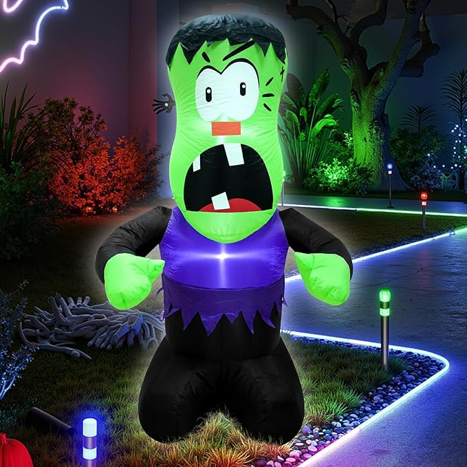 4FT Halloween Inflatable Decor Giant Ghost Halloween Blow Up Decoration with LED Lights Indoor Outdoor Yard Graden Party Holiday Decor