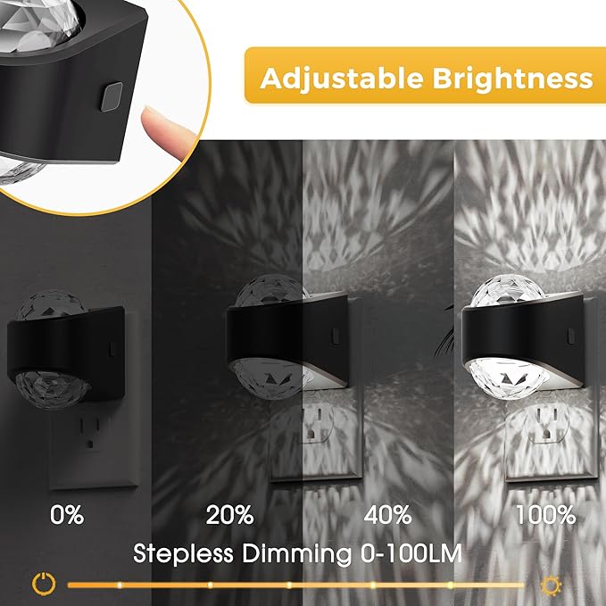 L LOHAS LED Night Lights Plug into Wall 2 Pack,Night Light for Kids with Dusk to Dawn Sensor,5000K Daylight White Projector Light for Kids Playroom Home Theater Party