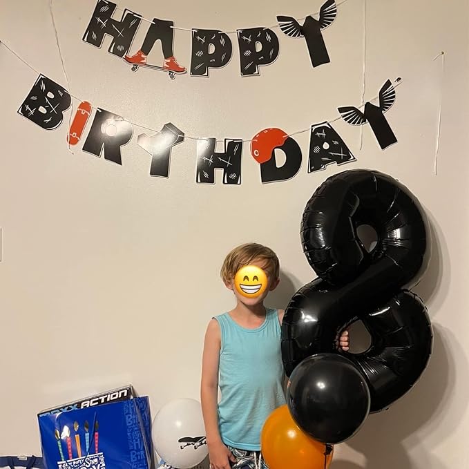 Black Number Balloons, 40inch Large Number 4 Foil Mylar Helium Balloons, Self Inflating Number Balloons 0-9 for Men Boys 4th 40th Birthday Anniversary Party Graduation Celebration Decoration Supplies