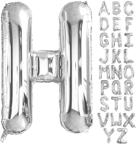 Lovoir 40 Inch Large Silver Letter H Balloons Big Size Jumbo Mylar Foil Helium Balloon for Birthday Party Celebration Decorations Alphabet Silver H