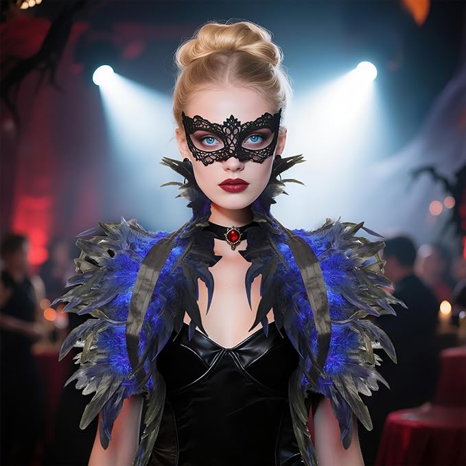Gothic Natural Feather Shrug Feather Shawl Wrap Cape Victorian Collar for Halloween Cosplay Party Costume Accessories