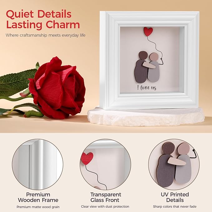Valentine’s Day Gifts Shadow Box Frame – I Love Us Gifts for Her Him, Cute Couple Gift, 3D Wooden Love Picture Frame, Anniversary Christmas Birthday Gift for Boyfriend Girlfriend Wife Husband