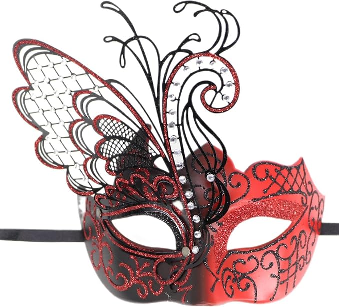 Coolwife Couples Masquerade Masks Metal Venetian Mardi Gras Party Evening Prom Costume Mask