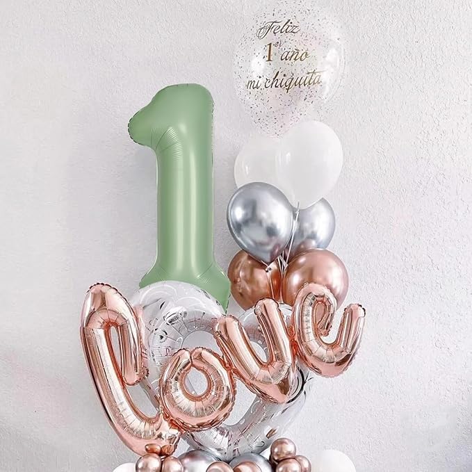 40 Inch Green Number 6 Balloon Olive Green Foil Balloons Sage Green 6 Balloons Mylar Helium Balloon for Birthday Party Decorations Girls Boys Baby Shower Wedding Anniversary Decoration (Number 6)