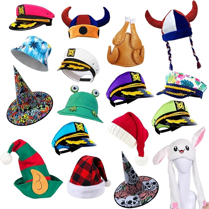 12 Assorted Funny Hats Crazy Party Hat for Adult Teen, Photo Booth Props Dress Up Costume Accessories