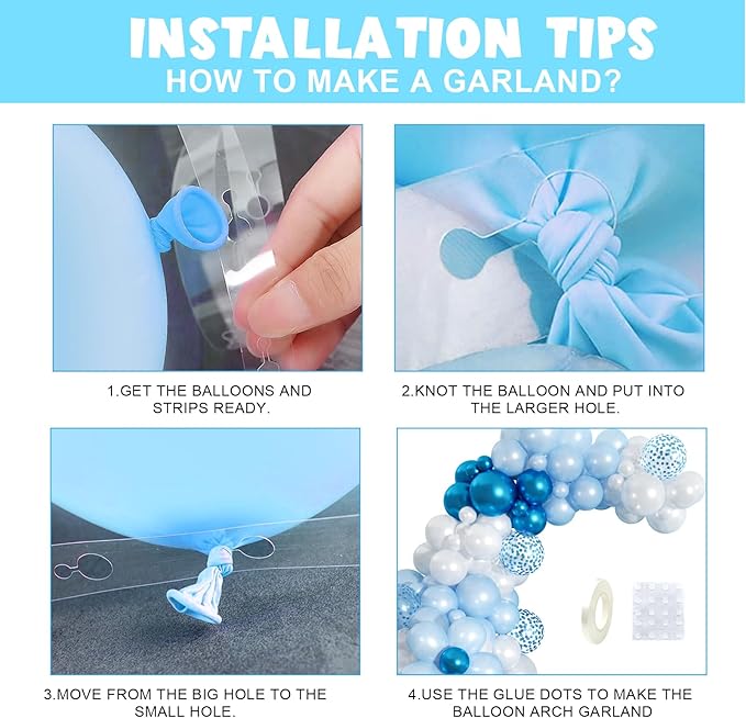 Paready Blue Shades Balloons Garland Arch Kit 115Pcs for Boys Girls Birthday Graduation Wedding Bridal Shower Baby Shower Party Decorations