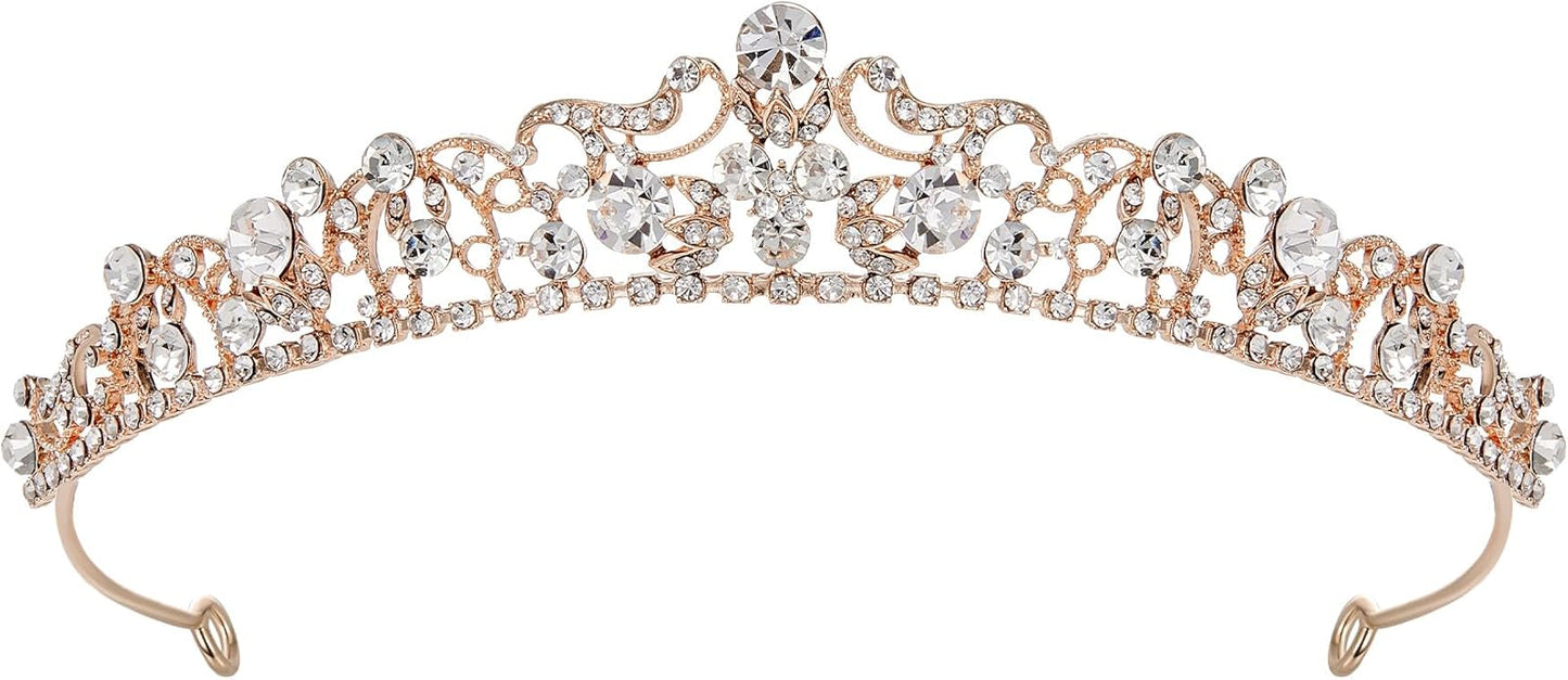 SWEETV Wedding Tiaras and Crowns, Rhinestone Bridal Crown Princess Tiara Headpieces for Women and Flower Girls, Bridgerton Hair Accessories for Birthday Prom Quinceanera