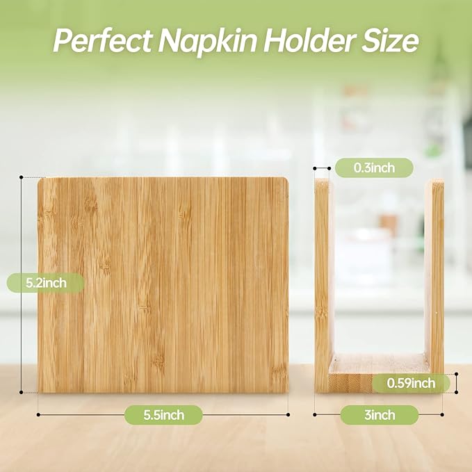 Bamboo Vertical Napkin Holder - Wooden, Natural, Strong and Waterproof - For Table, Kitchen and Countertops