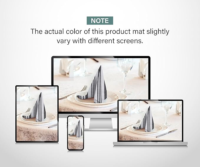 RUVANTI Cloth Napkins Set of 12 Cotton 100%, 20x20 Inches Napkins Cloth Washable, Soft, Absorbent. Cotton Napkins for Parties, Christmas, Thanksgiving, Weddings, Dinner Napkins Cloth - Grey Stripes