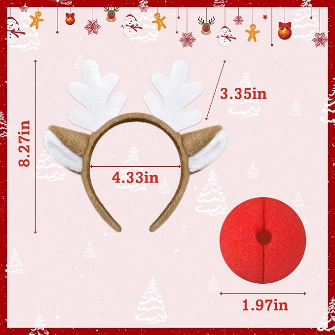 Reindeer Antlers Headband - Cute Deer Antlers for Xmas Party Favors