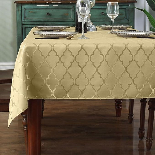SASTYBALE Jacquard Tablecloth Flower Pattern Polyester Table Cloth Spill Proof Dust-Proof Wrinkle Resistant Table Cover for Kitchen Dining Tabletop Decoration (Square, 52" x 52" (4-6 Seats)