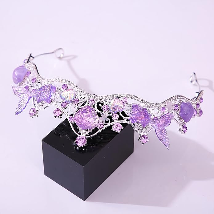 Mermaid Crown Sea Star Headband - Glitter Ocean Princess Headpiece Costume for Birthday Party Headwear Accessories