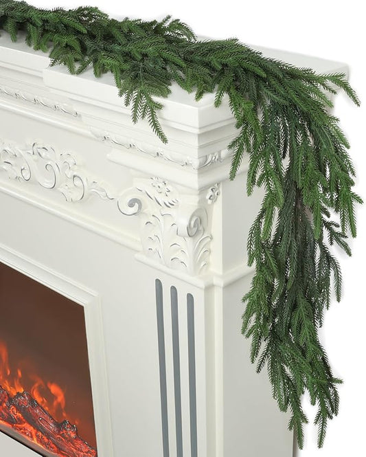 Artgar 5 Ft Pine Garland - Real Touch Pine Garland - Artificial Greenery Christmas Garlands - Green Cedar Garlands for Mantel Staircase Tabletop Home Indoor Outdoor Winter Christmas Decor