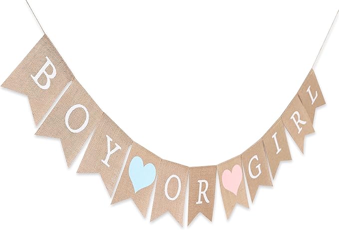 Boy or Girl Burlap Banner - Burlap Baby Shower Banner, Baby Shower Decorations, Gender Reveal, Rustic Girl Boy Shower Burlap Banner, Photo Decoration Props (Gender Reveal Banner)
