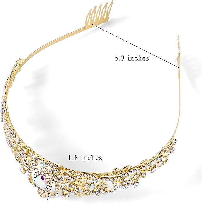TAROSE Crowns for Women and Girls, Queen Crystal Gold Silver Tiaras with White Rhinestone and Combs, Goddess Crown for Wedding Bride Birthday Princess Bridal Shower Hair Accessories for Women