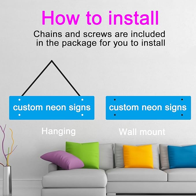 Custom LED Neon Signs, Handmade Personalised Neon Lights for Bedroom Wedding Birthday Party Home Wall Décor Bar Salon Neon Light Sign, Company Logo or Business Signs ( Optional 18'' to 55'')