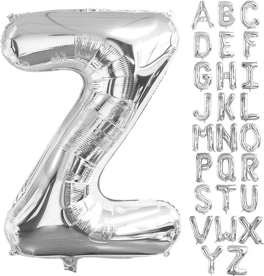 Lovoir 40 Inch Large Silver Letter Z Balloons Big Size Jumbo Mylar Foil Helium Balloon for Birthday Party Celebration Decorations Alphabet Silver Z