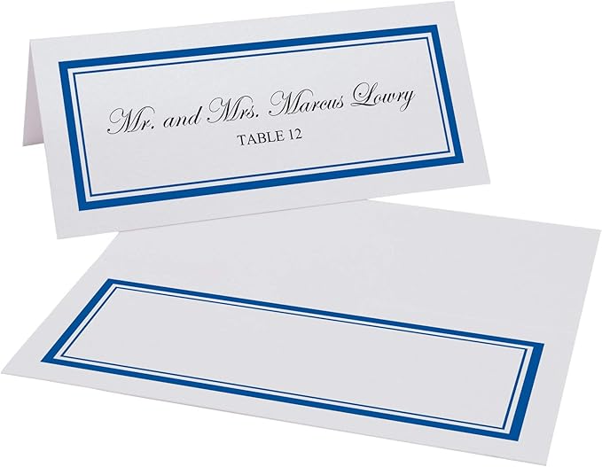 Double Line Border Place Cards, Royal Blue (Choose Color), Set of 60, Pre-cut and Scored - Wedding, Party, Dinner, and Special Events - Made in the USA