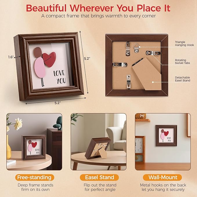 LukieJac Valentine's Day Gifts Shadow Box Frame - I Love You Decoration Gifts for Boyfriend, Him, Husband for Anniversary, Birthday, Christmas