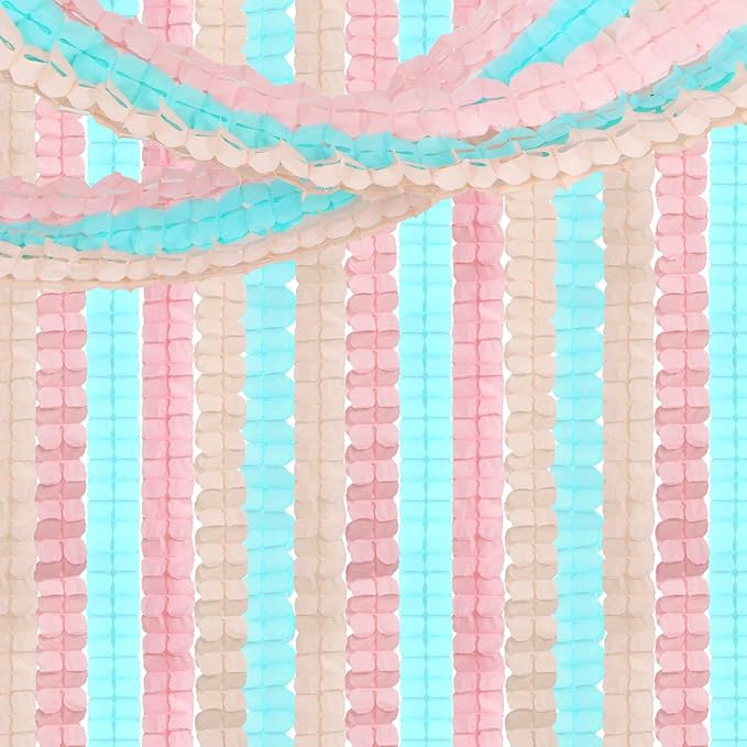 Pink-Peach Mint Party-Decorations Streamers-Garland - 12pcs 4-Leaf Clover Paper Streamer,Bridal Shower Girls Baby Shower Birthday Engagement Wedding Bachelorette Brunch Banners Decor Ouruola