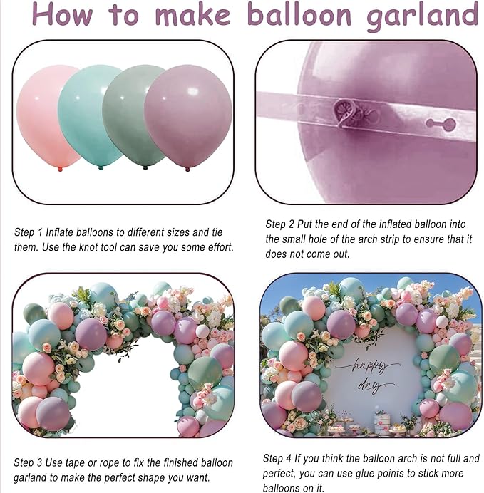 Pink Green Dusty Lavender Balloon Garland Double Stuffed Baby Blue Blush Pastel Latex Balloon Arch Kit for Gender Reveal Boho Baby Shower Birthday Wedding Floral Party Decorations