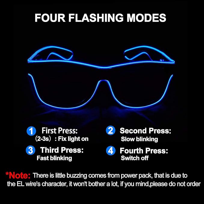YouRfocus Wireless LED Light Up Glasses Glow in the Dark Neon Rave Glasses for Rave Party, EDM, Halloween, Christmas (Pink)