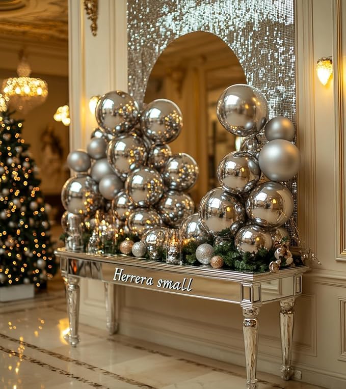 Bezente Pro Duralatex Metallic Silver Balloons - 3.2g Premium 100 Pack 12 inch Silver Balloons for Long-Lasting Professional Party Decorations, Large Birthday Wedding Anniversary