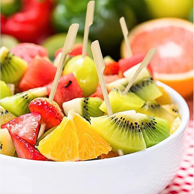 3.5 Inch Bamboo Skewers,1000 PCS Toothpicks for Appetizers,Wide Flat Paddle Bamboo Wood Picks for Cocktail, Fruit, BBQ, Sandwich, Marshmallow, Drink, Yakitori Chicken, Fondue, Roasting.