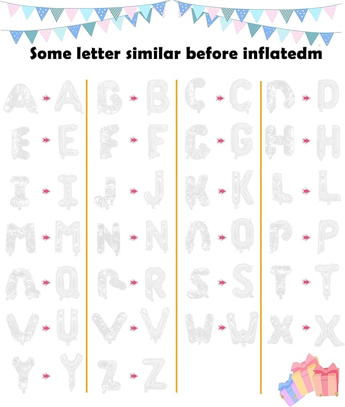 Letter Balloons 16 Inch Mylar Foil Alphabet Letter A-Z Balloons Set for Wedding Birthday Party Decoration Banner Custom Phrase 26 Pieces(white)