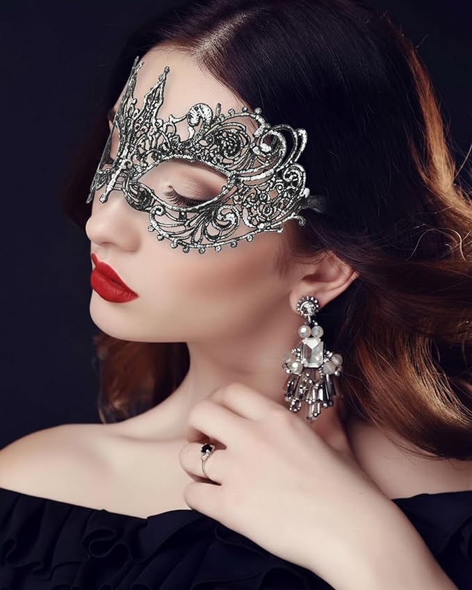 JOVITEC 6 Pieces Masquerade Mask for Women Halloween Lace Multicolored Venetian Mask for Carnival Mardi Gras Evening Prom