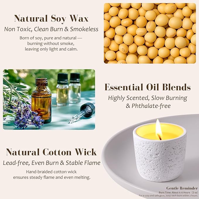 Viyffo Scented Candles – 6 Pack Small Christmas Candles for Gifts, Mini Soy Candle Set for Women & Men, 2 oz Non Toxic Aromatherapy Velas, Colorful Ceramic Jar Perfect for Home Scented, Holiday Decor