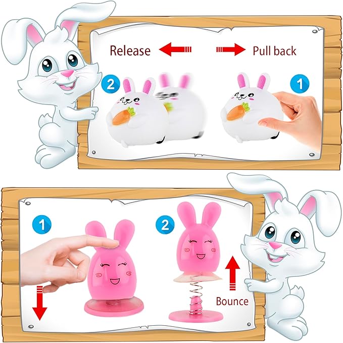 Small Pull Back Toy Cars Set,12 PCS Mini Racing Vehicles for Holiday Birthday Party Favors,Goodie bag Stuffers,Classroom Prizes,Bulk Toys for Kids (Easter Bunny Rabbit Egg Basket Stuffers,Pop Up Toys)