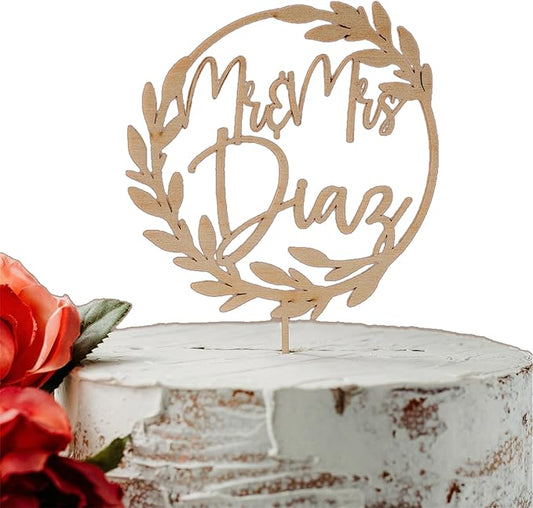 Wedding Custom Personalized Acrylic Wood Cake Topper, Hexagon, Geometric Cake Topper, Birthday Topper, Rustic Elegant Classic Cake Toppers