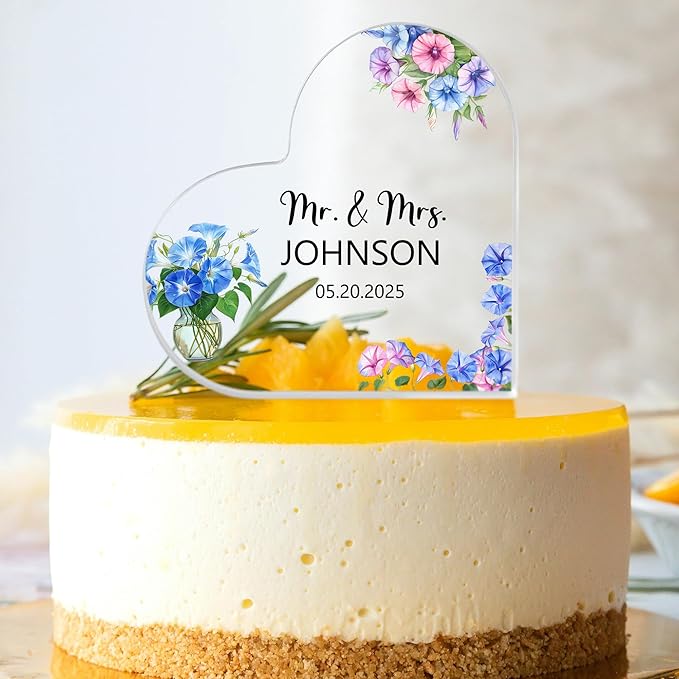 Custom Wedding Heart Acrylic Plaque,Mr & Mrs Cake Topper,Personalized Wedding Keepsake/Gift/Sign (Style 16)