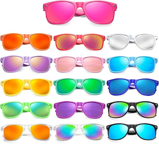 Matcheck 8/16 Pack Neon Colors Sunglasses Wholesale Bulk Party Favors Retro Classic Glasses Birthday Pool Unisex Adult