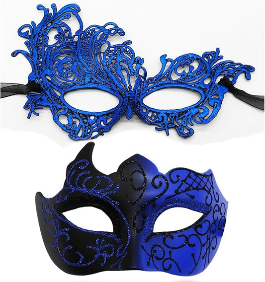 Couple Masquerade Mask for Women Men Shiny Venetian Mask Halloween Mask for Party Prom Ball Costume Lace Masks
